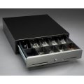 BLACK COMPACT CASH DRAWER W/US TILL KIT, STAINLESS STEEL FR